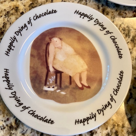 Erika Oller ‘Happily Dying of Chocolate’ Small Plates-Set of 6 - Picture 4 of 12